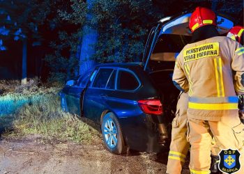 Groźnie w Słupcy. W nocy samochód uderzył w drzewo