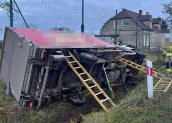 Samochodem dostawczym wypadł z drogi