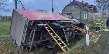 Samochodem dostawczym wypadł z drogi