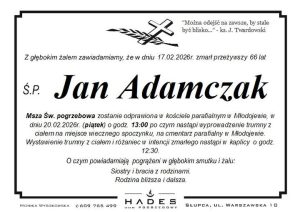 Zmarł sołtys Młodojewa Parceli Jan Admaczak