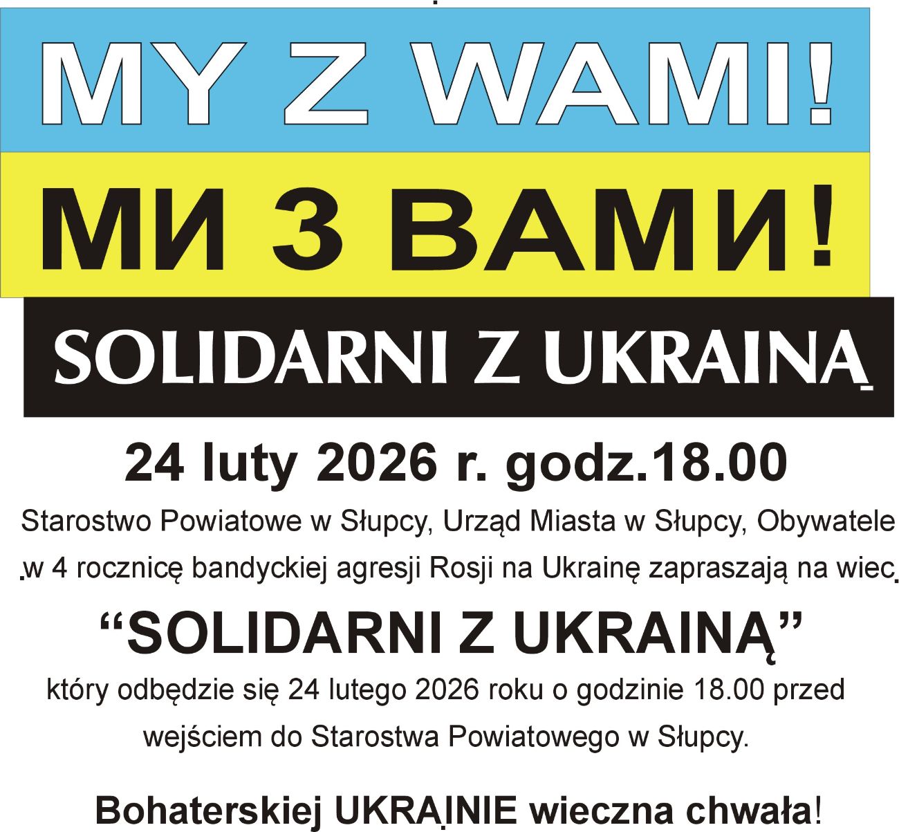 Zapraszają na wiec. Solidarni z Ukrainą