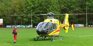 Na słupeckim stadionie lądował helikopter LPR