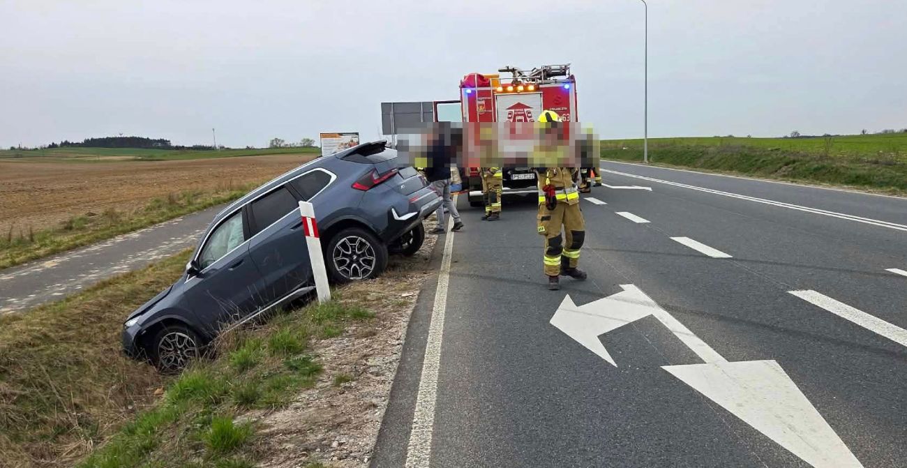 Groźnie na nowej drodze w pobliżu Powidza