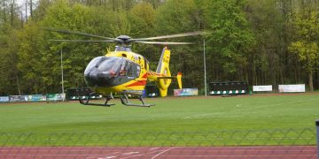 Na słupeckim stadionie lądował helikopter LPR