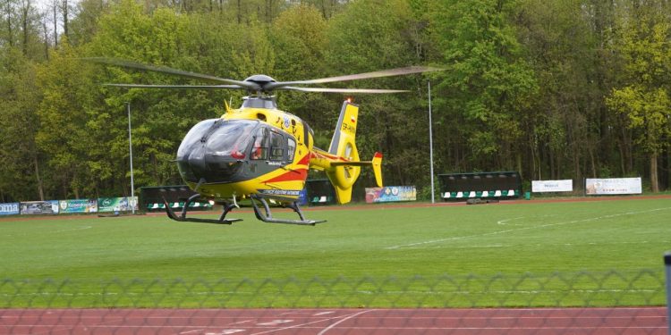 Na słupeckim stadionie lądował helikopter LPR